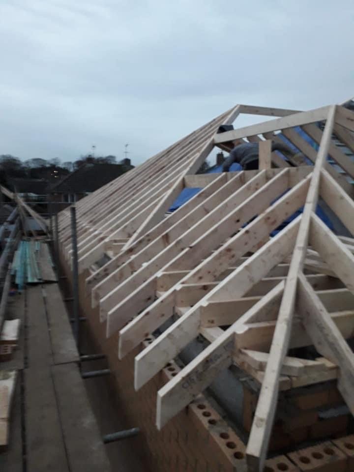Hip rafter, ridge board and ceiling ties in a traditional cut roof